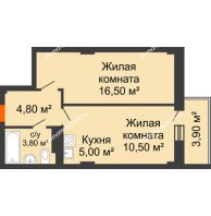 2 комнатная квартира 41,73 м² в ЖК Сокол Градъ, дом Литер 3 - планировка