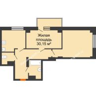 2 комнатная квартира 57,91 м² в ЖК Сокол Градъ, дом Литер 1 - планировка