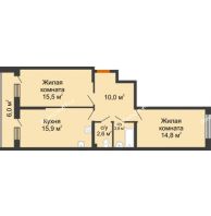 2 комнатная квартира 64,6 м² в ЖК Самолет, дом 4 очередь - Литер 22 - планировка