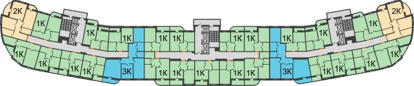Планировка 2 этажа в доме Литер 12 в ЖК Фонтаны