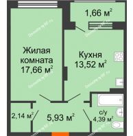 1 комнатная квартира 45,3 м² в ЖК Суворов-Сити, дом 1 очередь секция 6-13 - планировка