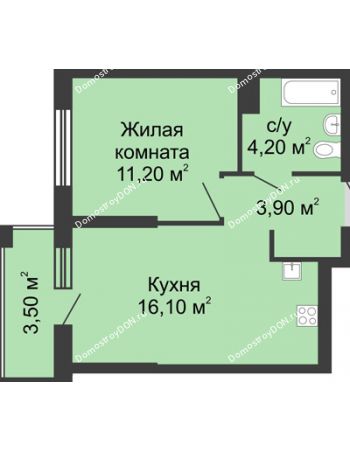 1 комнатная квартира 36,4 м² - ЖК Сказка