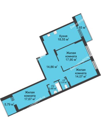 3 комнатная квартира 98,78 м² - ЖК Главный
