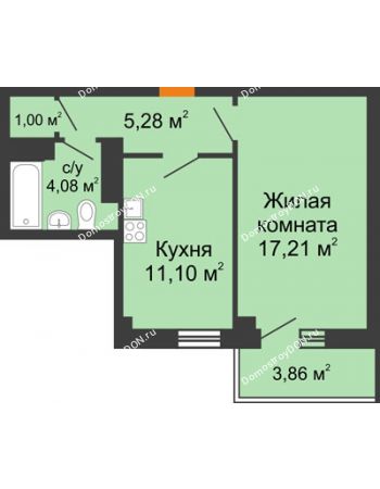 1 комнатная квартира 39,83 м² в ЖК Сокол на Оганова, дом Литер 6