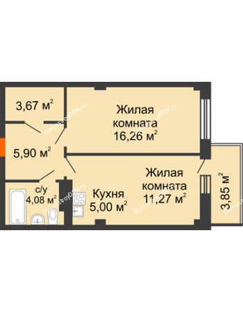 2 комнатная квартира 47,33 м² в ЖК Сокол на Оганова, дом Литер 4