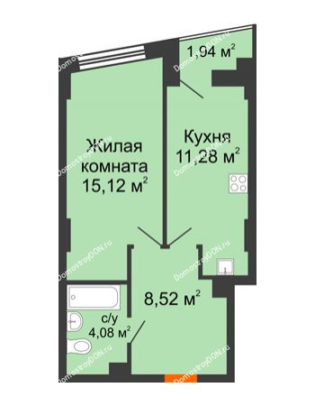 1 комнатная квартира 39,75 м² в ЖК Рубин, дом Литер 3