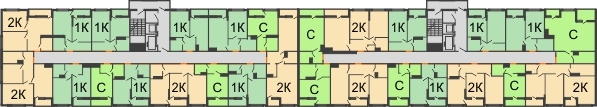 Планировка 9 этажа в доме 1 очередь - Литер 4 в ЖК Самолет