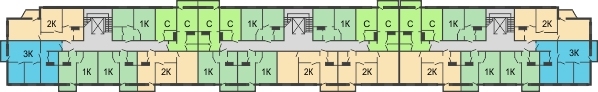 Планировка 3 этажа в доме № 2 в ЖК Мончегория