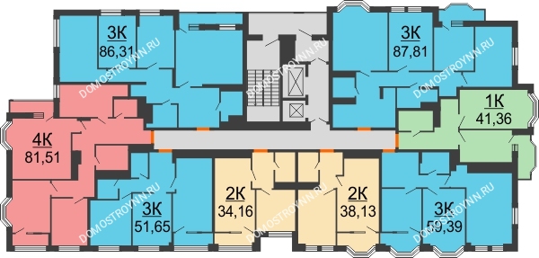 Планировка 7 этажа в доме № 1 в ЖК Каскад на Менделеева