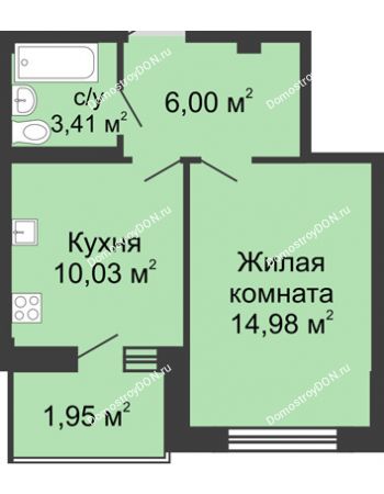 1 комнатная квартира 36,37 м² в ЖК Соловьиная роща, дом № 2