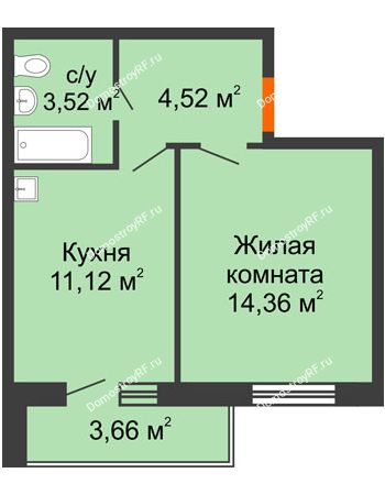 1 комнатная квартира 33,52 м² в ЖК Образцово, дом № 4