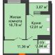 1 комнатная квартира 48,83 м² в ЖК Финист, дом 4 очередь - планировка