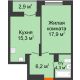 1 комнатная квартира 45,15 м² в ЖК Заречье, дом №1, секция 2 - планировка