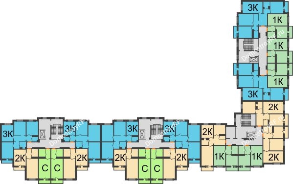 Планировка 2 этажа в доме № 9 в ЖК Задонье Парк