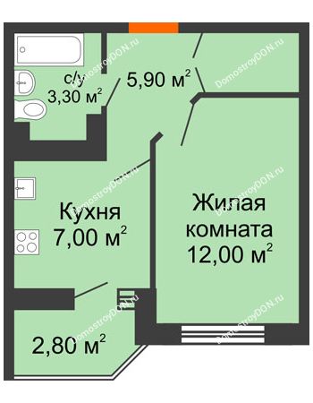 1 комнатная квартира 29,7 м² в ЖК Вересаево, дом Литер 3