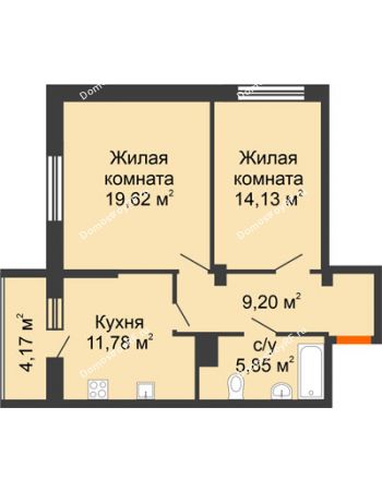 2 комнатная квартира 64,75 м² - ЖК Галактика