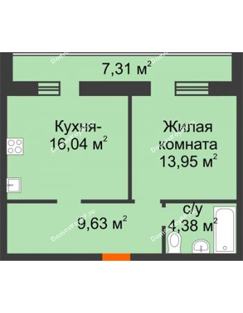 1 комнатная квартира 47,66 м² в Микрорайон Дон, дом ул.Генерала Круковского,д.5