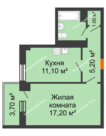 1 комнатная квартира 37,9 м² в ЖК Сокол Градъ, дом Литер 3 (6)