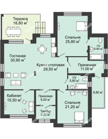 3 комнатный коттедж 185,4 м² - КП Ясная Поляна
