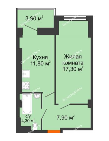 1 комнатная квартира 40,5 м² - ЖК Уютный дом на Мечникова