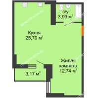 Студия 44,02 м², ЖК Орбита - планировка