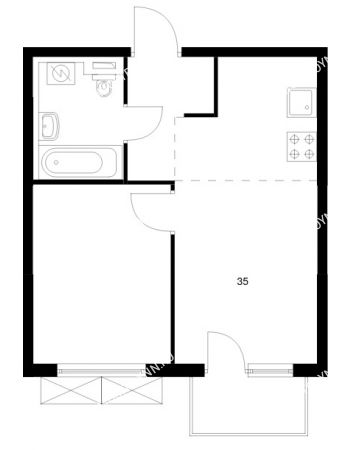 1 комнатная квартира 35 м² в ЖК Савин парк, дом корпус 8