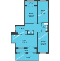 3 комнатная квартира 131,5 м² в ЖК Ожогино, дом ГП-6 - планировка