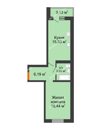 1 комнатная квартира 44,05 м² в ЖК Артемовский квартал, дом Секция 10