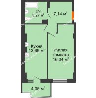 1 комнатная квартира 43,23 м² в ЖК Сердце Ростова 2, дом Литер 8 - планировка