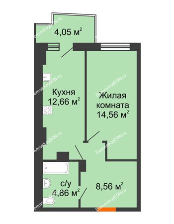 1 комнатная квартира 41,42 м² в ЖК Город у реки, дом Литер 8