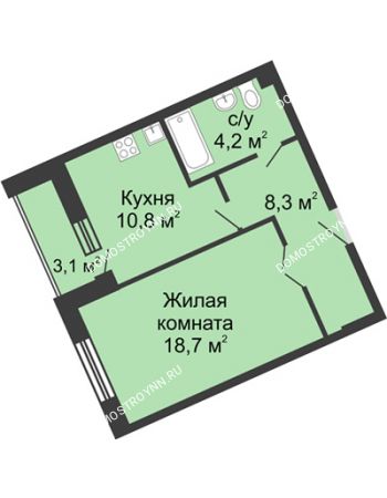 1 комнатная квартира 46,2 м² в ЖК Монолит, дом № 89, корп. 3