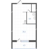 Студия 24,6 м² в ЖК Левенцовка парк, дом Корпус 8-12.1 - планировка