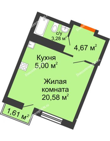 Студия 29,11 м² в ЖК Мечников, дом ул. Мечникова, 37