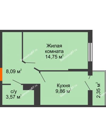 1 комнатная квартира 36,97 м² в ЖК Семейный парк, дом Литер 2