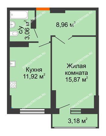 1 комнатная квартира 41,4 м² - ЖК Орбита