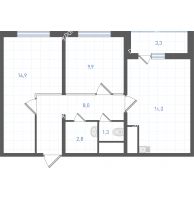 2 комнатная квартира 55,1 м² в ЖК Левенцовка парк, дом Корпус 8-12.2 - планировка