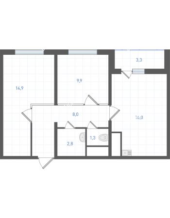 2 комнатная квартира 55,1 м² в ЖК Левенцовка парк, дом Корпус 8-12.2