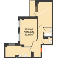 2 комнатная квартира 57,85 м² в ЖК Сокол Градъ, дом Литер 2 - планировка