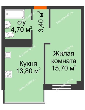 1 комнатная квартира 37,6 м² в Микрорайон Европейский, дом №9 блок-секции 1,2